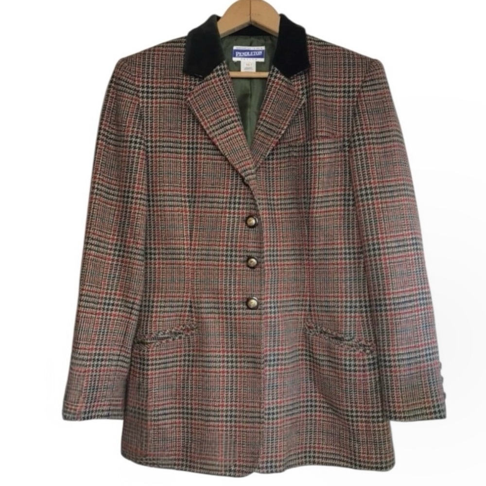 Pendleton Vintage Single Breasted Plaid Field Bla… - image 3